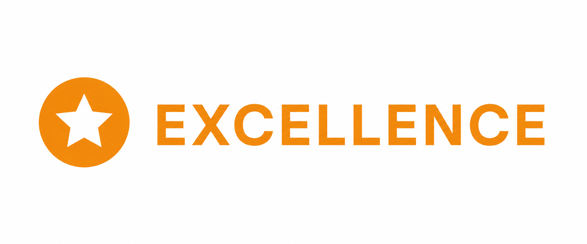 Orange circle with a white star inside, followed by the word 'EXCELLENCE' in orange capital letters.