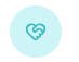 Blue circular icon with a white heart and a small wave pattern inside
