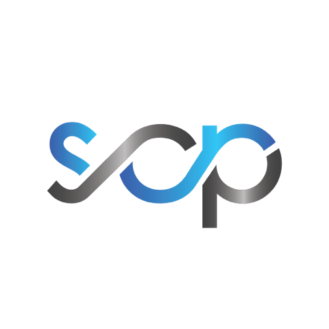 Stylized logo with the word 'sop' in lowercase letters, featuring a gradient from blue to black with a swooping arrow forming part of the letter 'p'.