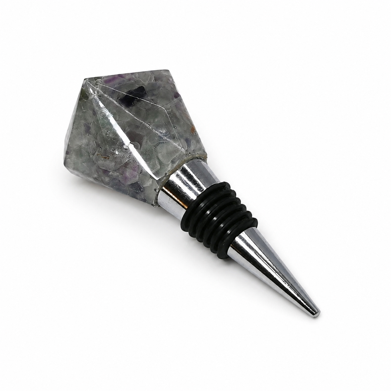 Wine topper, fluorite, resin