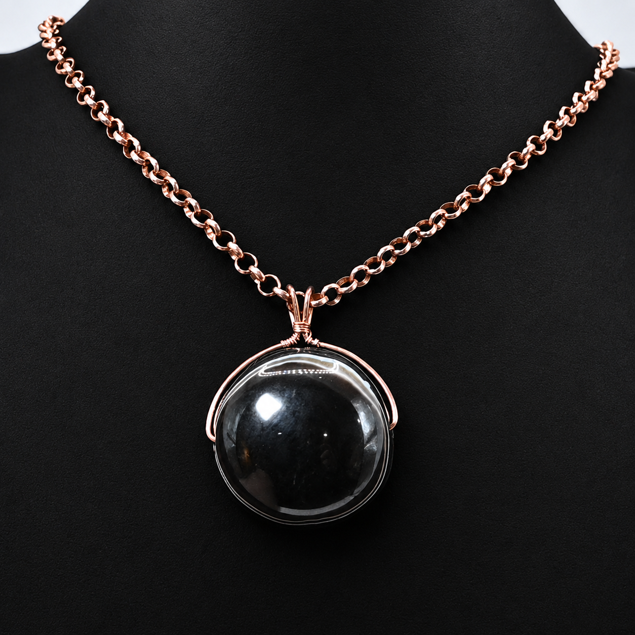 Rainbow obsidian and copper gemstone necklace, 21.5"