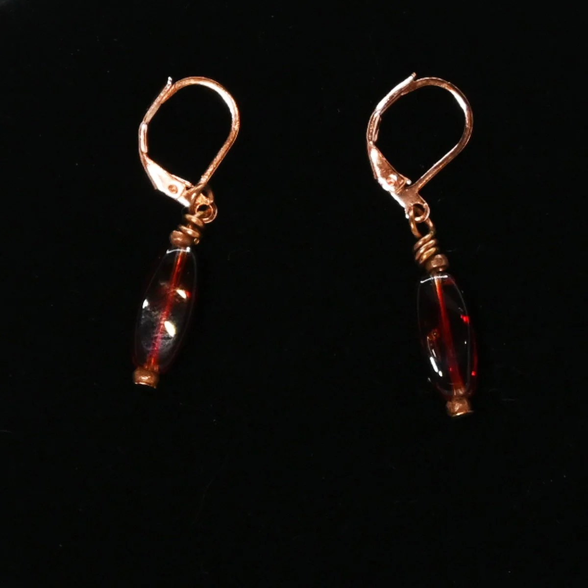 Glass and copper princess earrings