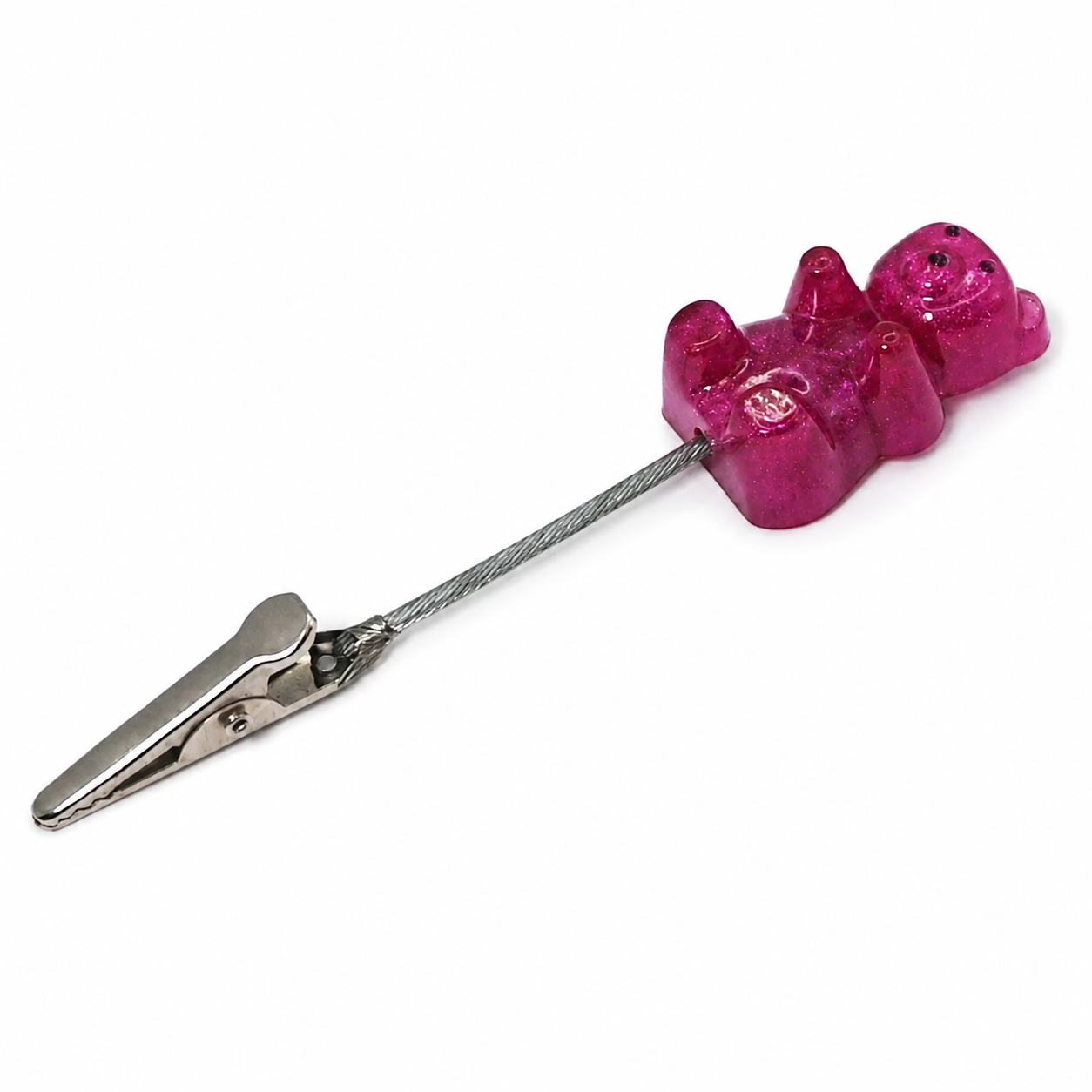Pink resin gummy bear roach clip