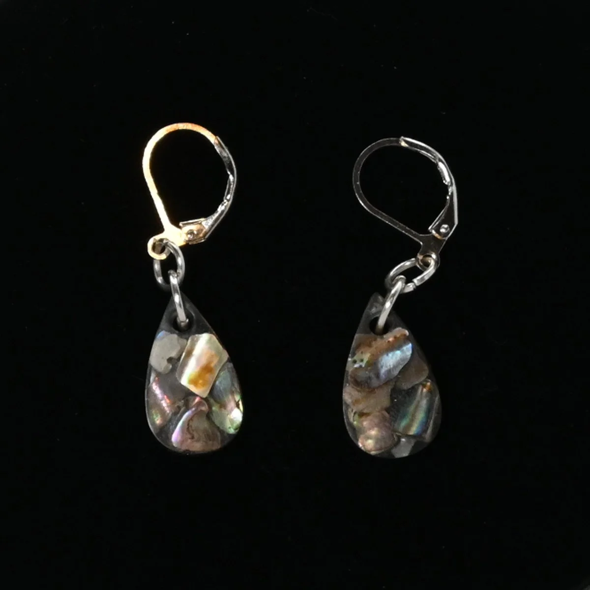 Abalone shell resin earrings, SS plated