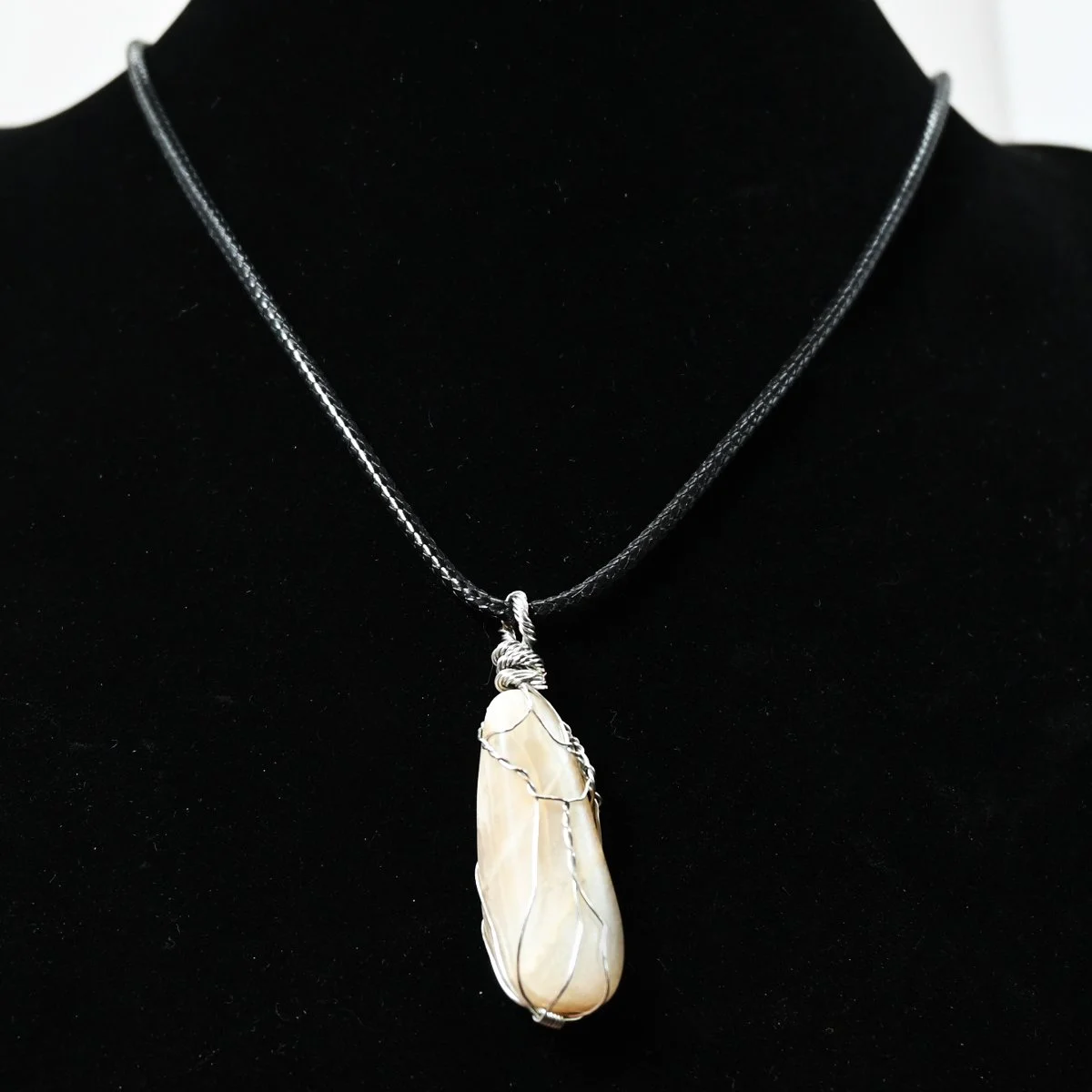 Wire-wrapped moonstone gemstone rope necklace, 20"