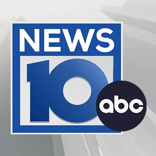 A news station logo featuring the words "NEWS 10" in blue and white, with an ABC logo overlapping the bottom right corner.