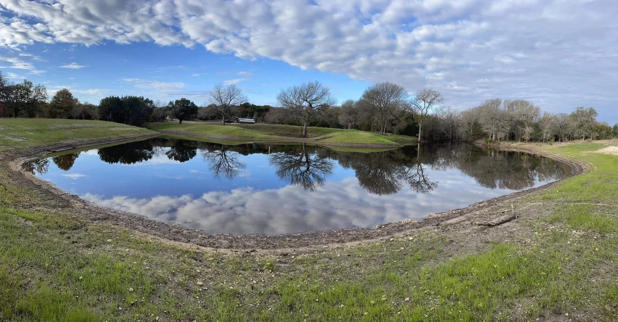 Completed stock tank built by CM Bulldozing Hamilton County, Texas