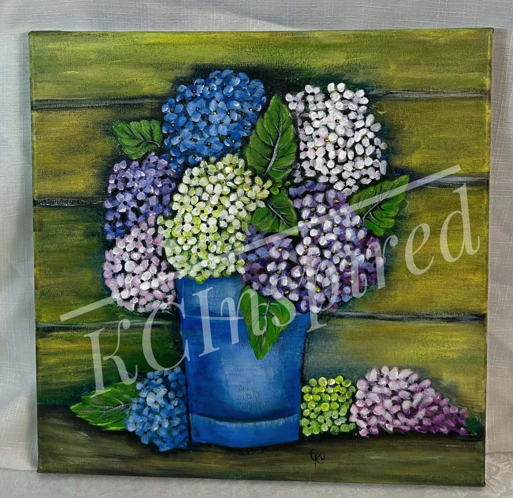 Hand Painted Hydrangea Arrangement