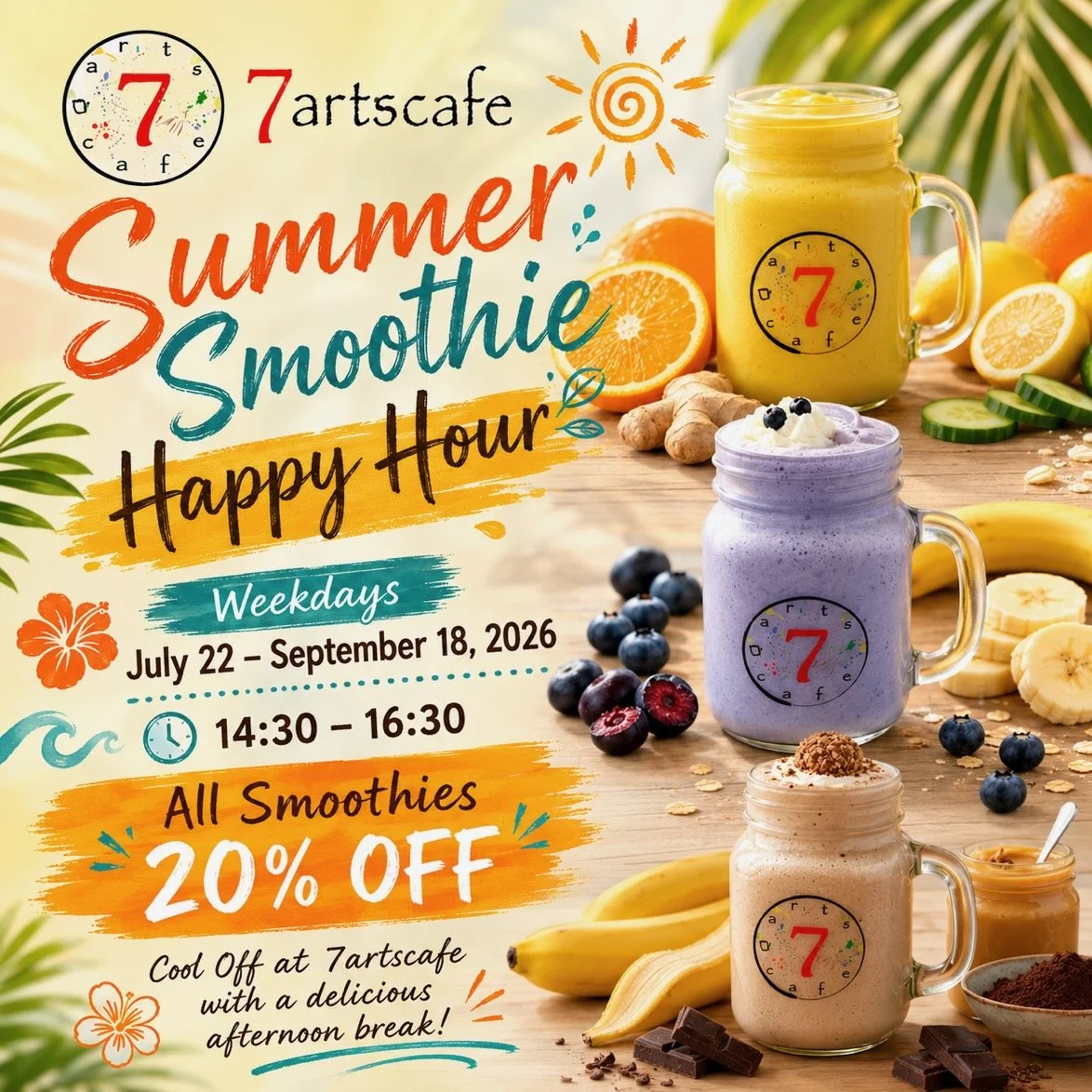 Cool Off at 7artscafe with Summer Smoothie Happy Hour