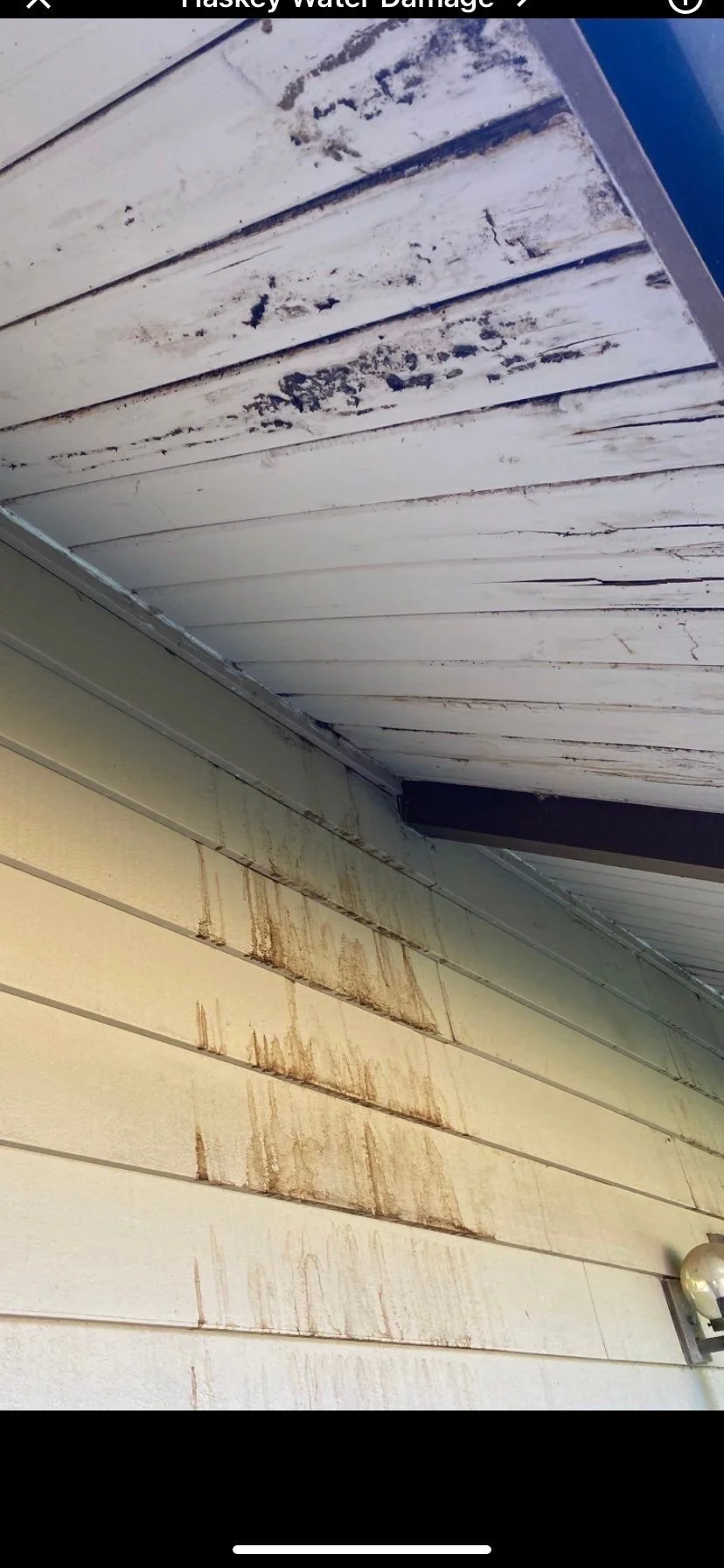 Water damage to home