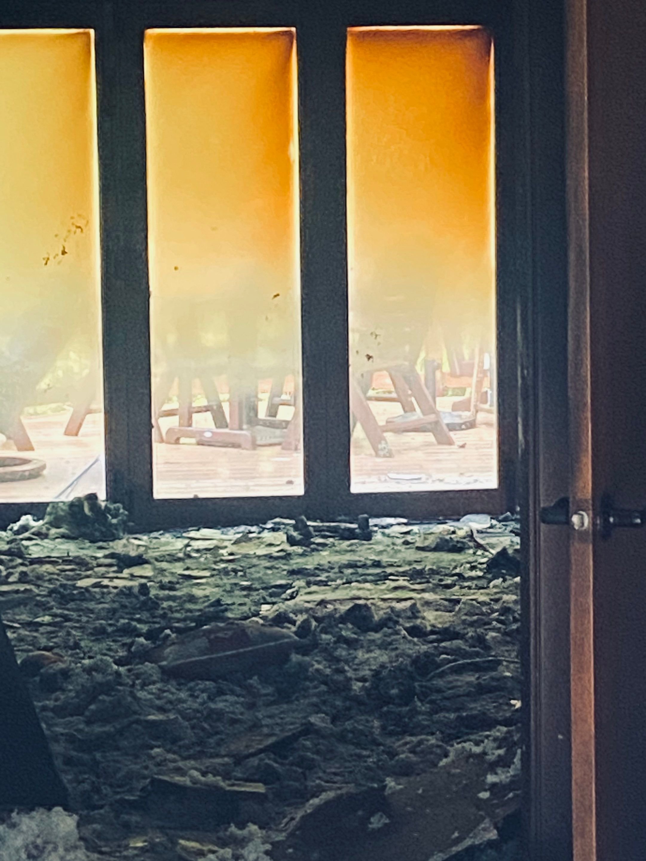 Smoke windows from fire in house