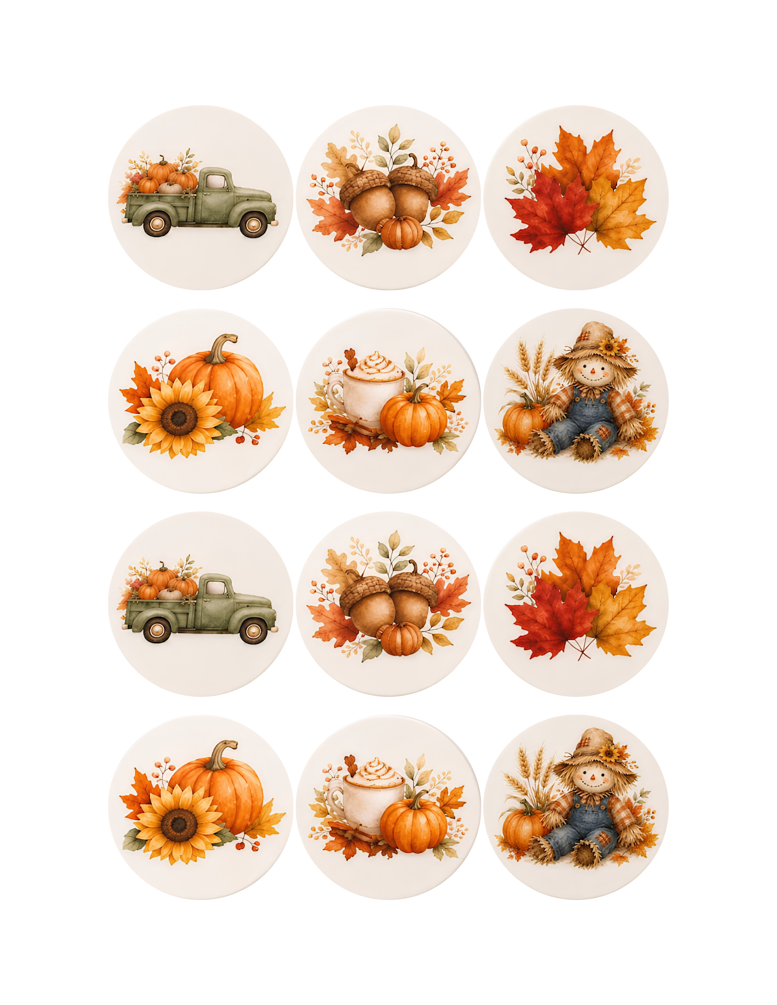 Rustic Autumn Harvest Edible Image Rounds