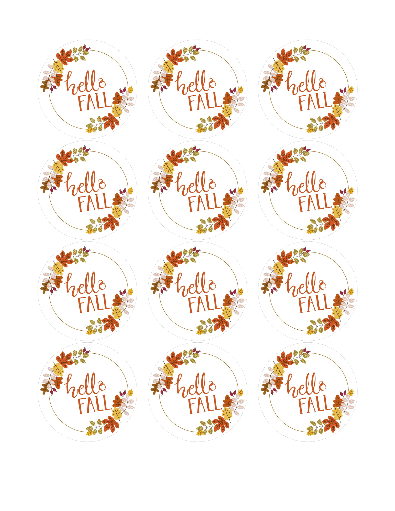 Hello Fall Autumn Leaves Edible Image Rounds