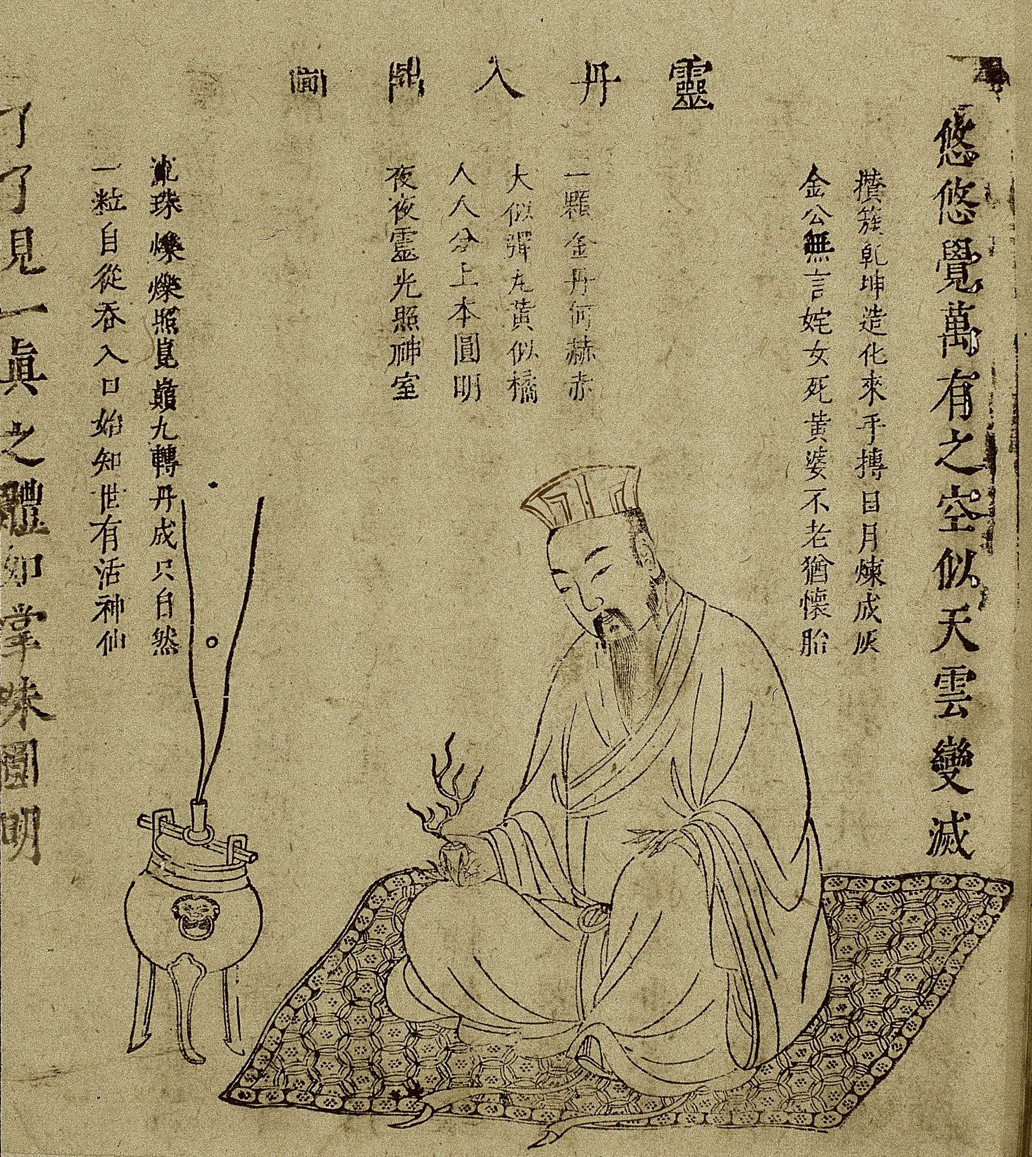 An ancient Chinese drawing of a sage representing Traditional Chinese Medicine and acupuncture.