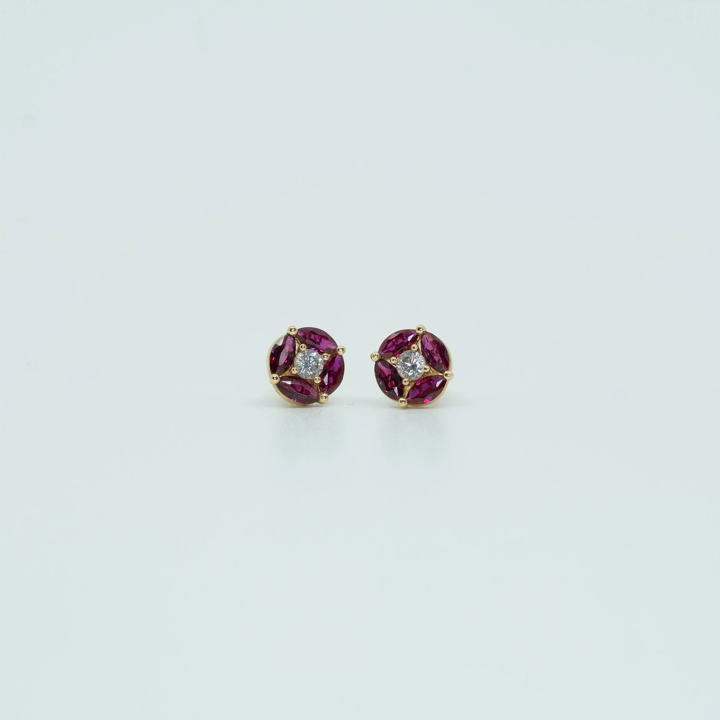 Round Floral Stud Earrings