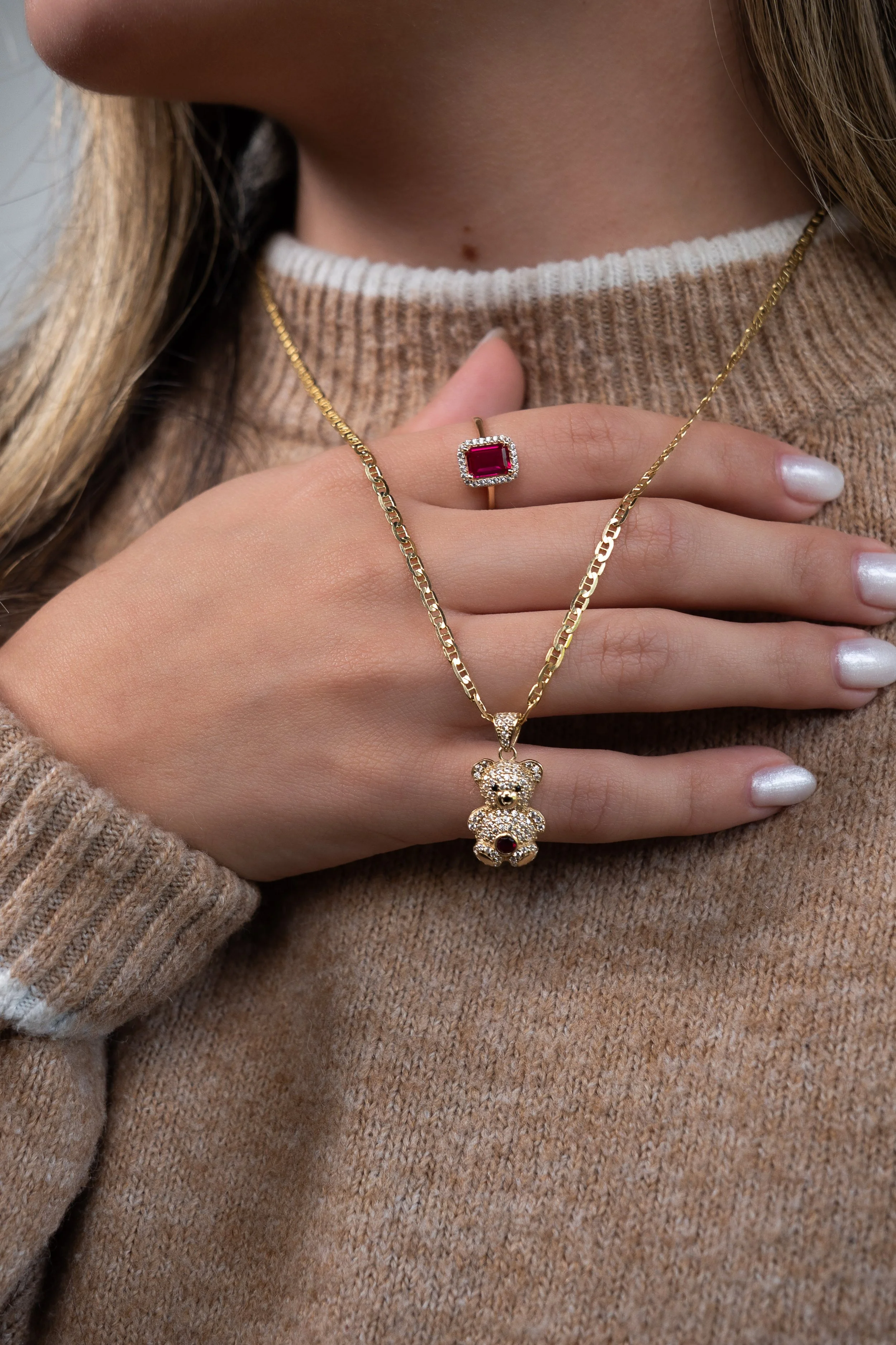 Mariner Chain with Teddy Bear Pendant