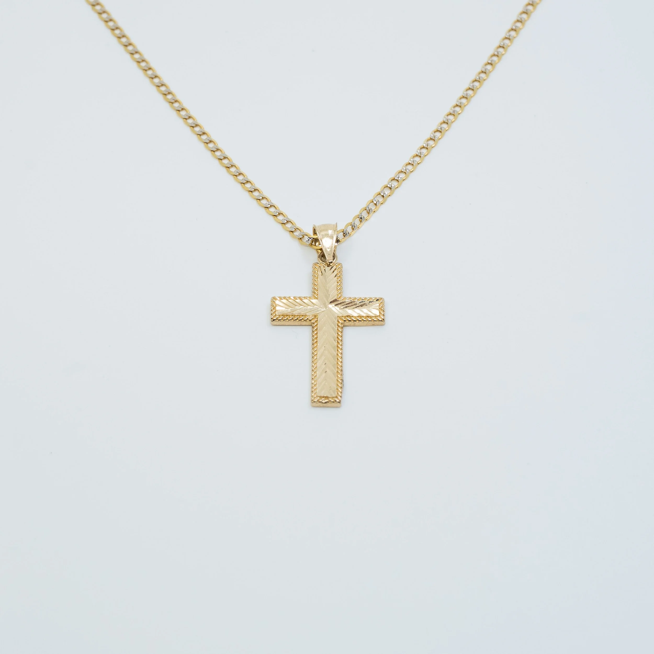 Curb Cuban Link with Cross Pendant