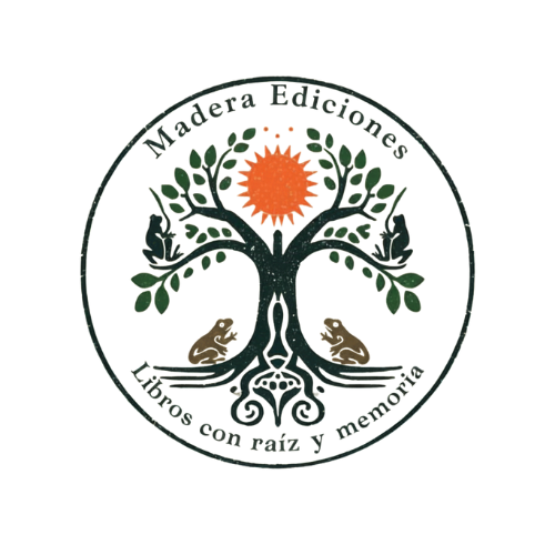 Emblema de Madera Ediciones, libros con raíz y memoria.