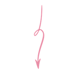 Pink arrow pointing downward with a curved tail