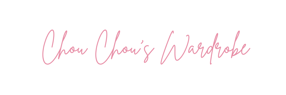 Text says 'Chou Chou's Wardrobe' in pink cursive font on a white background.