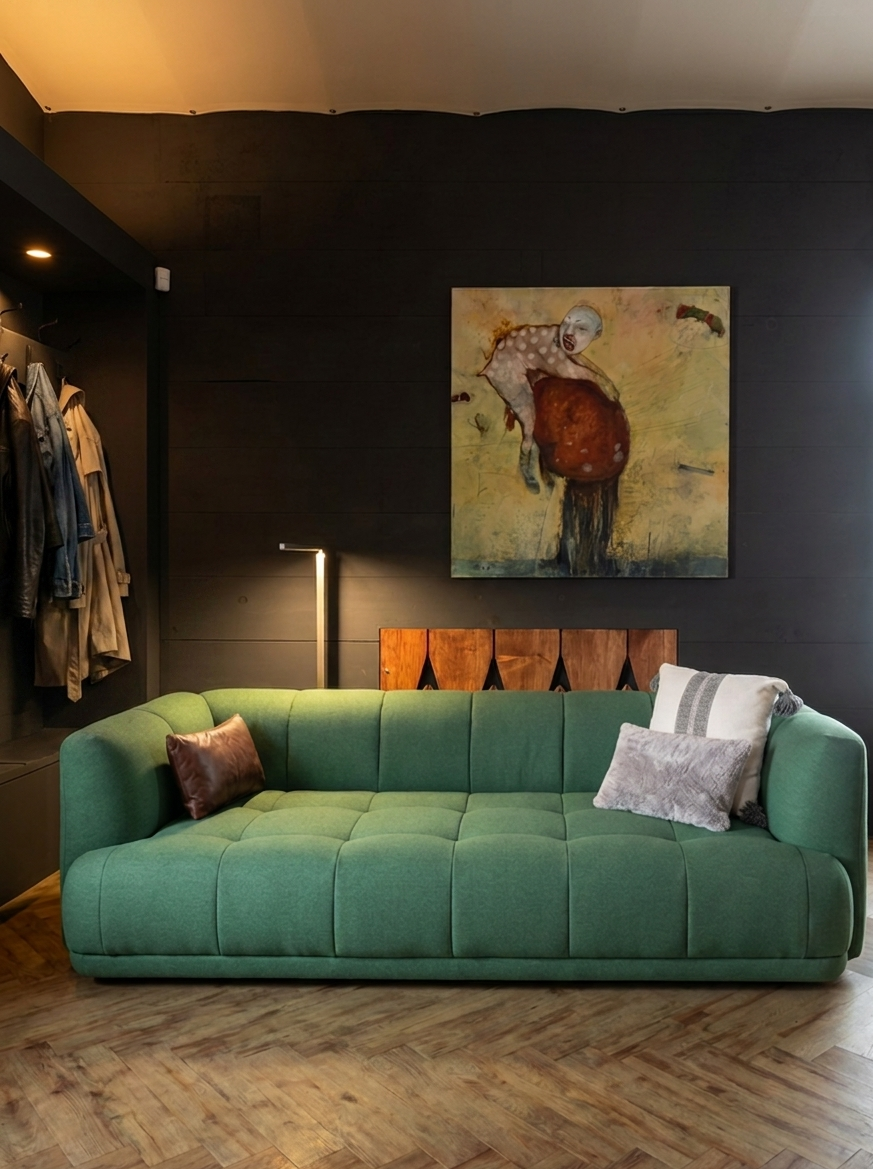 Living Room Turquoise Sofa