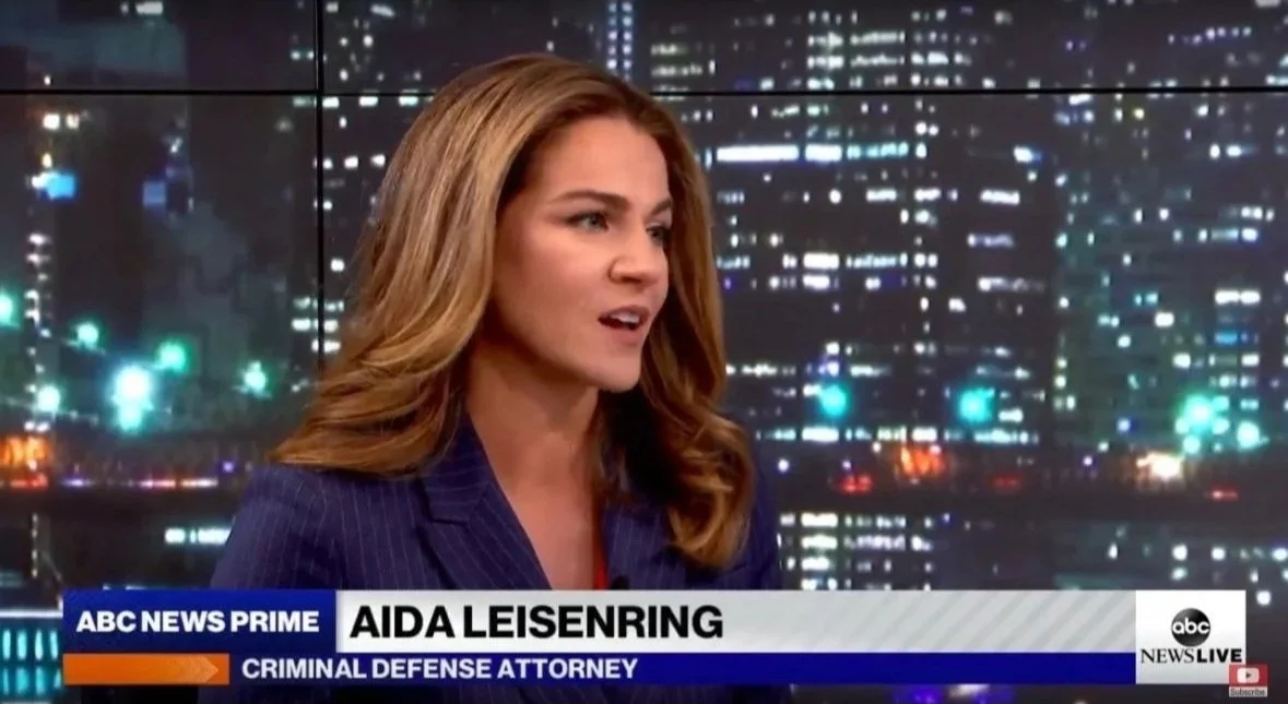 Aida Ferrer Leisenring providing legal analysis of the Harvey Weinstein case for ABC News.