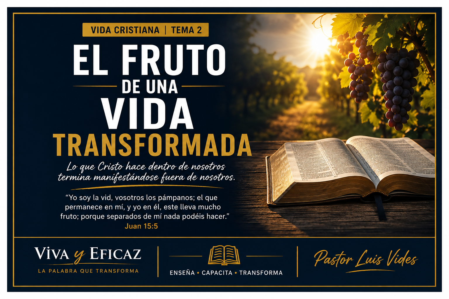 Descubre cómo una vida transformada por Cristo comienza a producir fruto visible en el carácter y la conducta. Una enseñanza para aprender a permanecer en Él y reflejar cada día el fruto del Espíritu.