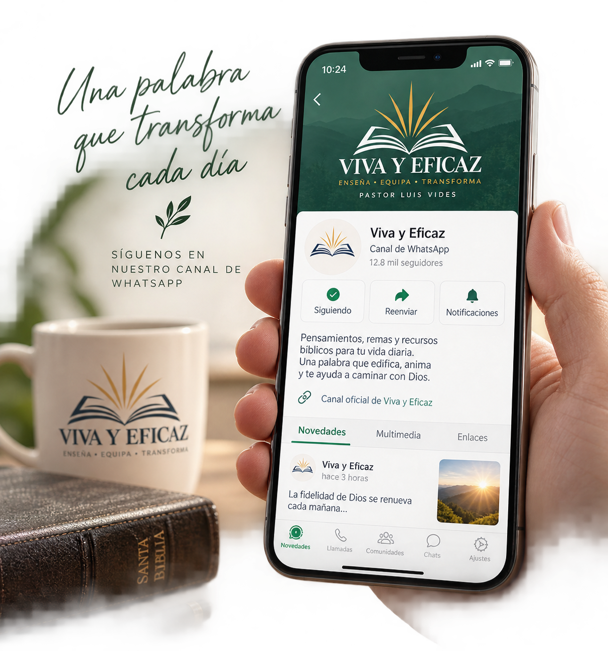 Canal de WhatsApp de Viva y Eficaz para recibir enseñanzas, meditaciones y recursos bíblicos.