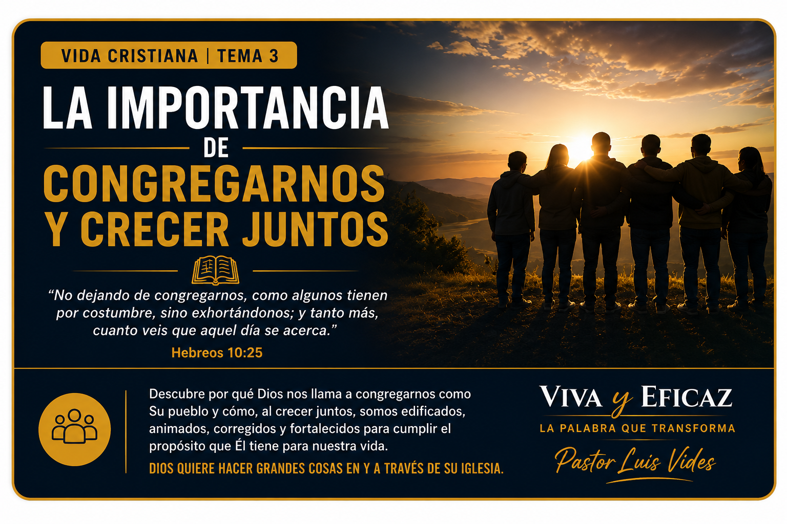 Descubre por qué Dios nos llama a congregarnos y crecer juntos. Una enseñanza bíblica sobre la comunión, el servicio y cómo la iglesia contribuye a nuestra formación y madurez espiritual.