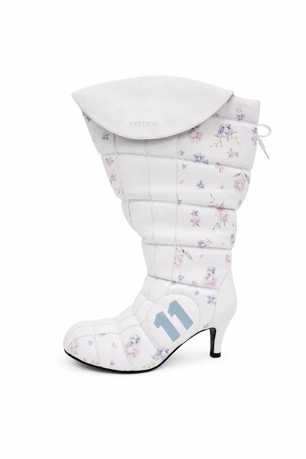 Floral Soccer Style High Heel Boots