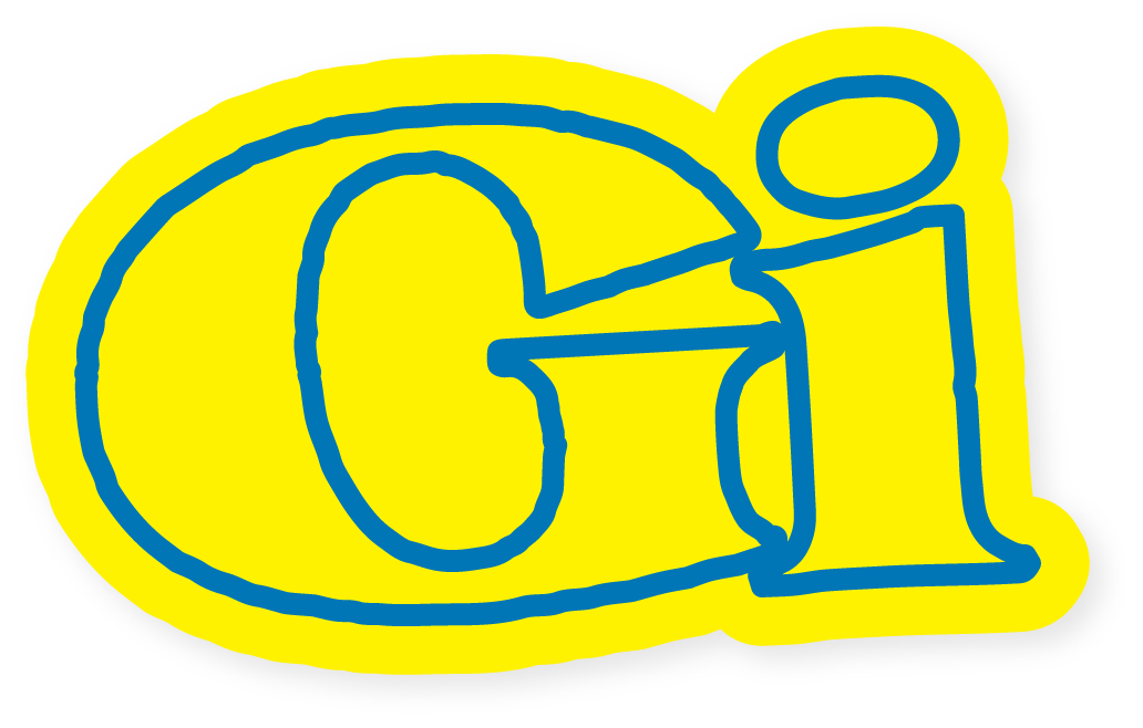 Colorful graphic with blue outlined letters G and O on a yellow background.