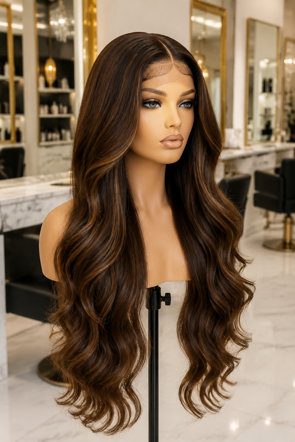 30-Inch Chocolate Brown Luxury Wave Wig