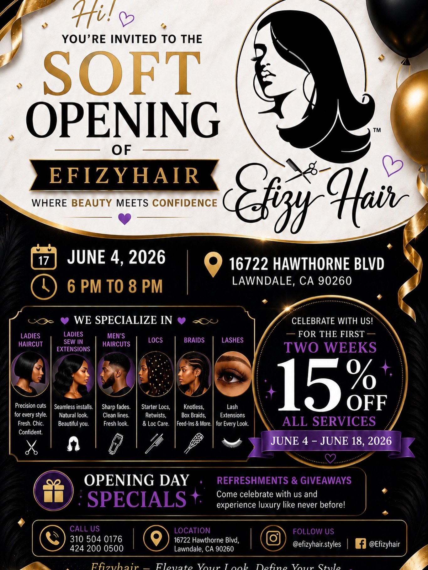 I&rsquo;m excited to announce to you that tomorrow Is Efizyhair official soft opening please your are all welcome to join Efizyhair official opening tomorrow