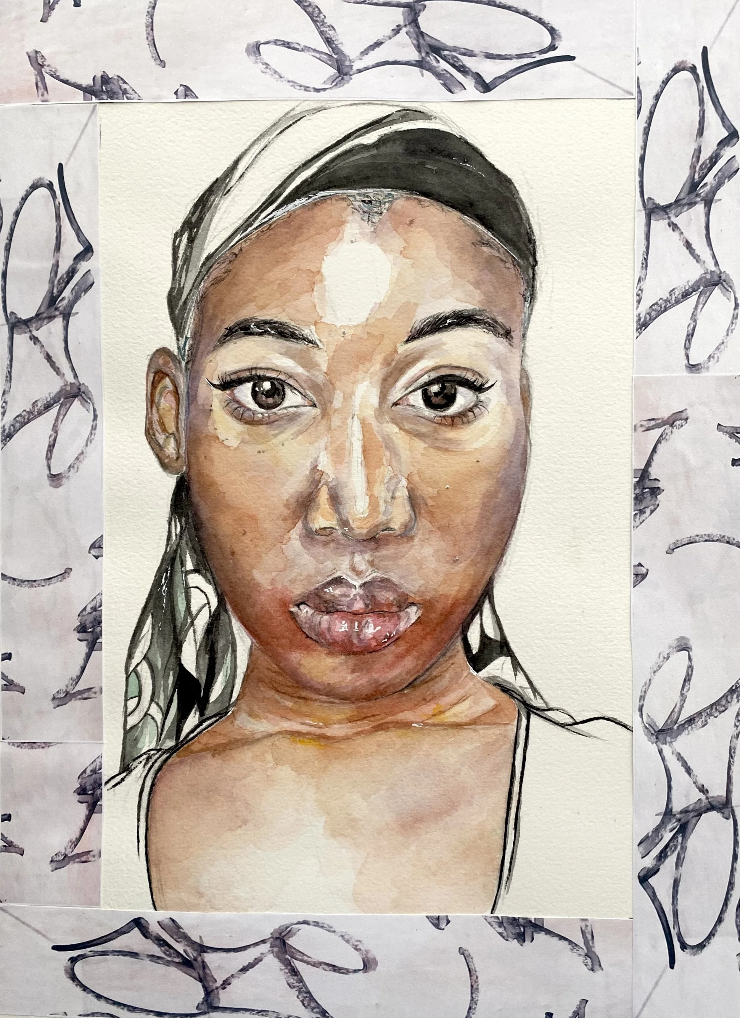 'Indelible' (2020) -

Watercolour and collage on cold-pressed watercolour paper
