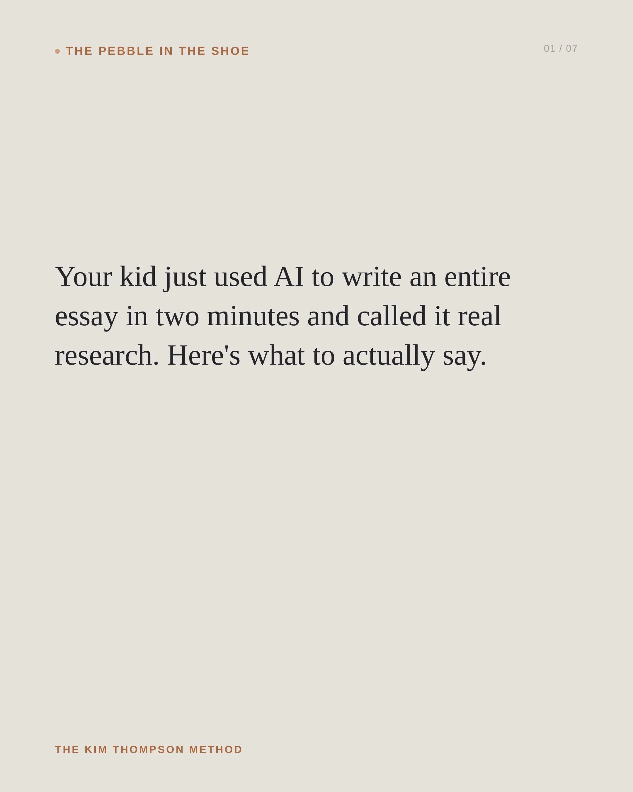 Your kid just wrote a full essay with AI in two minutes and called it research. Gushing over it teaches nothing. Grilling them just puts up a wall.

There&rsquo;s a third option: three small moves, in order. Validate the surface. Separate execution f