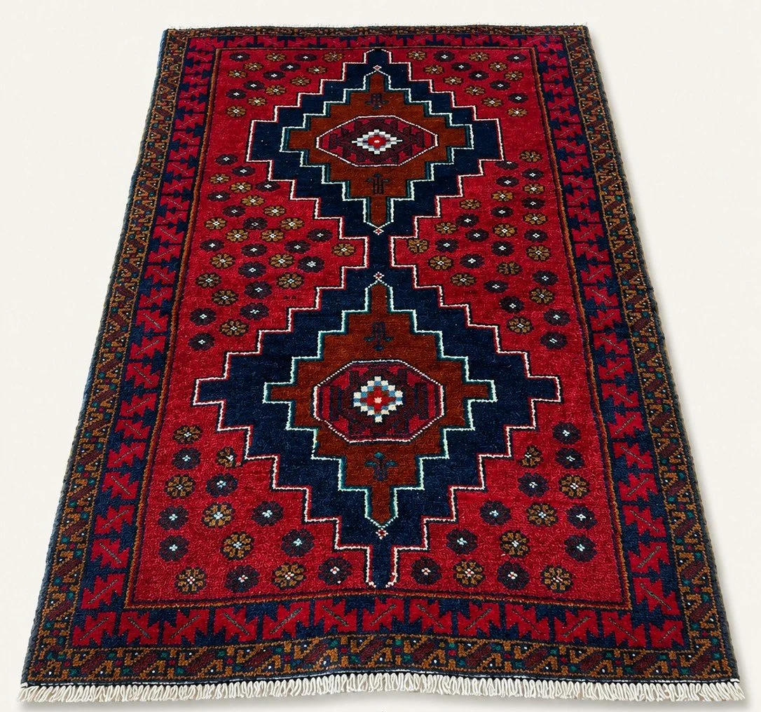 Handmade Vintage Turkish Rug -  3.1x5 ft