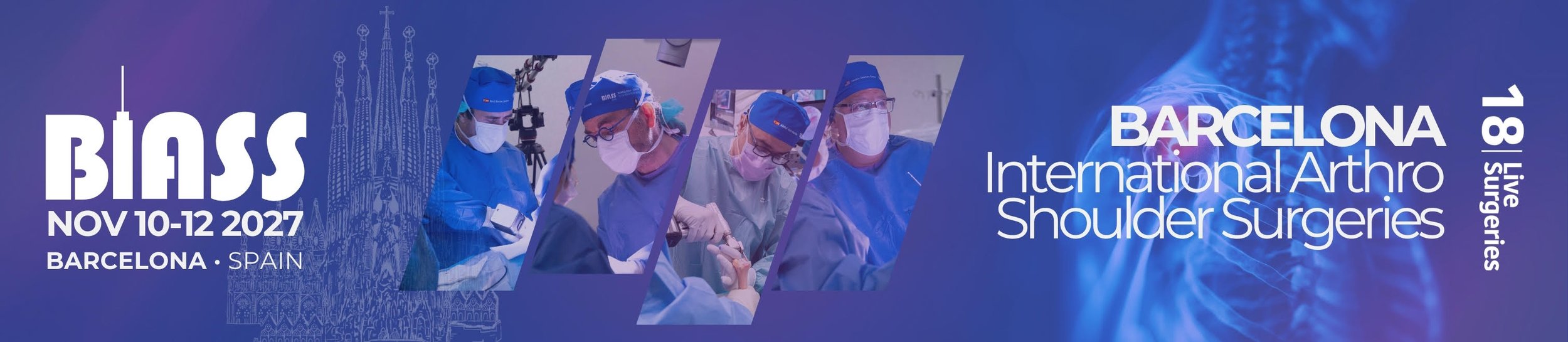 BIASS 2027 banner shoulder surgery barcelona Bassem elhassan, Joaquin sanchez-sotelo, raul barco, abdulilah hachem, cirujano, hombro, barcelona, shoulder course, arthroscopy