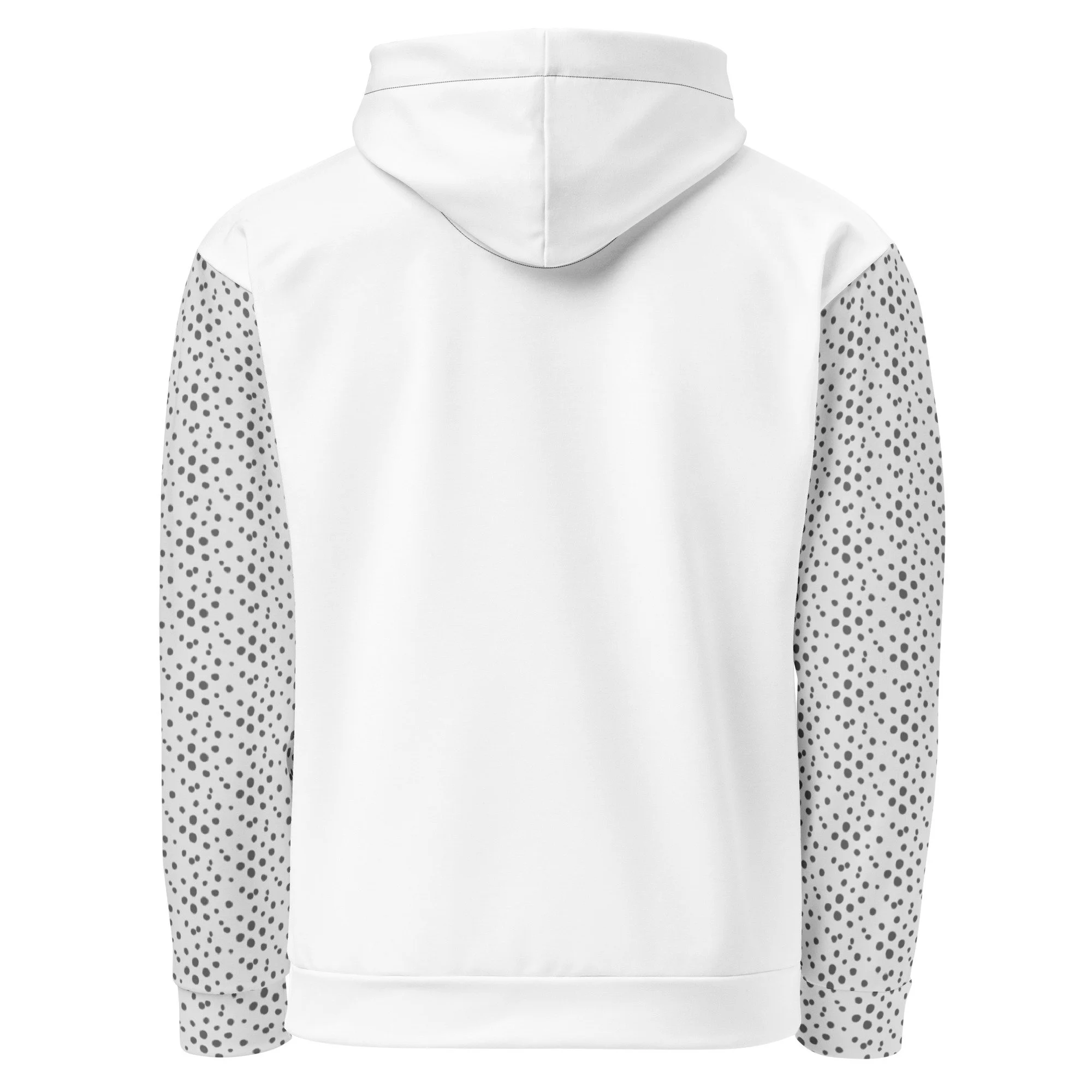 Plain view of the white unisex funny love quote hoodie showing the hood.