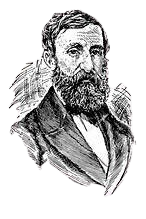 A detailed black-and-white sketch of a bearded man with curly hair, dressed in a formal suit, facing slightly to the right.