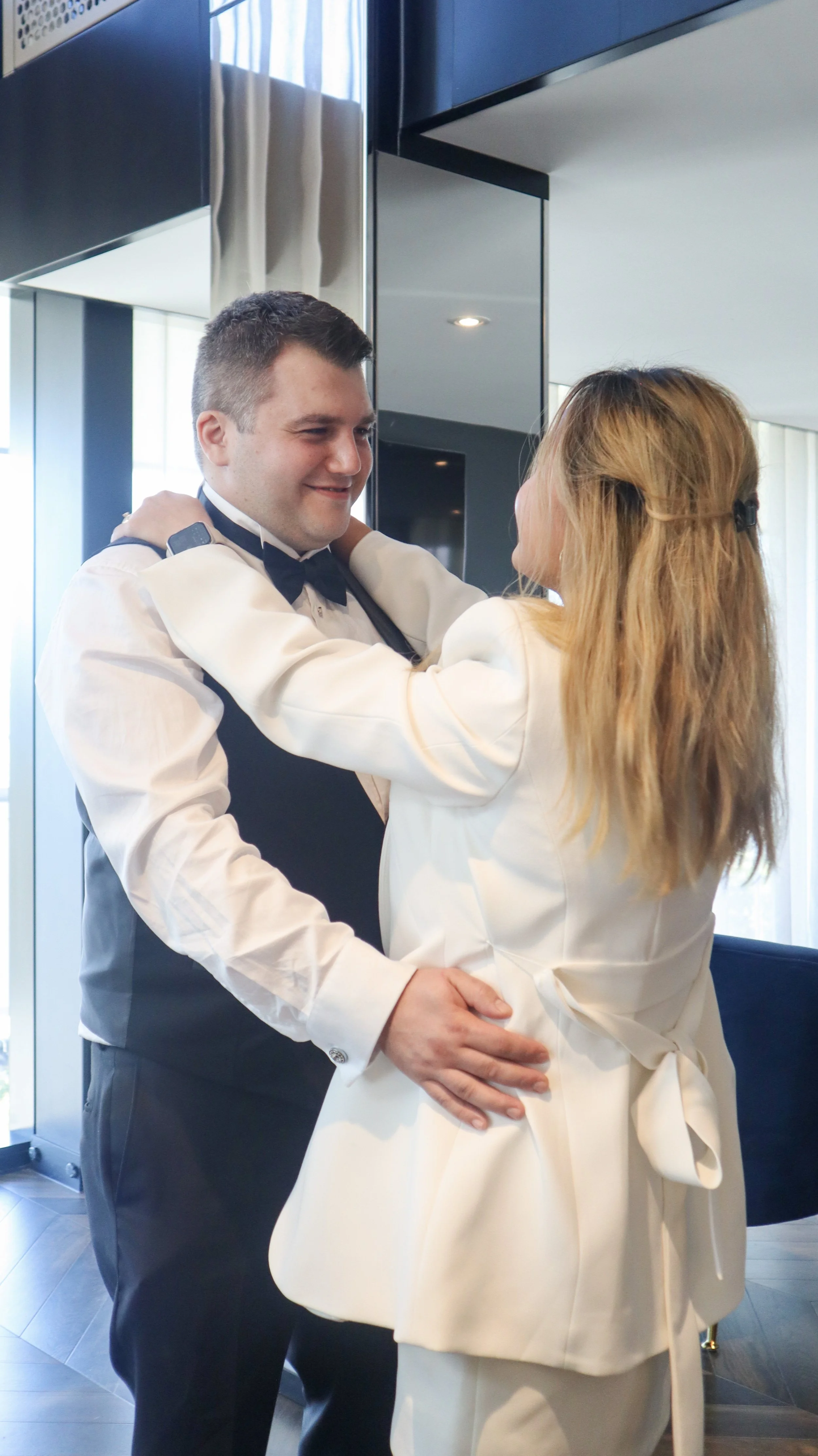 Anne's customers, Matt and Ester dancing at their reception