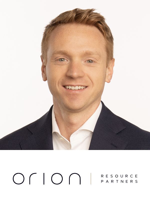 A professional headshot of a smiling man with light brown hair wearing a dark suit jacket and white shirt, against a plain white background. The logo and text 'orion RESOURCE PARTNERS' are at the bottom of the image.