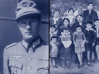 Major Reinhold Klebe, the officer in command of the operation, was never held accountable for the Kommeno massacre. After the war, he continued his military career in the Bundeswehr. On the right is the Mallios family, who celebrated the wedding of t