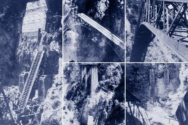 The bridge under reconstruction in July 1943.