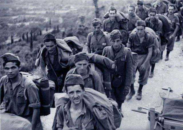 Italian soldiers on their way into captivity, October 1943.