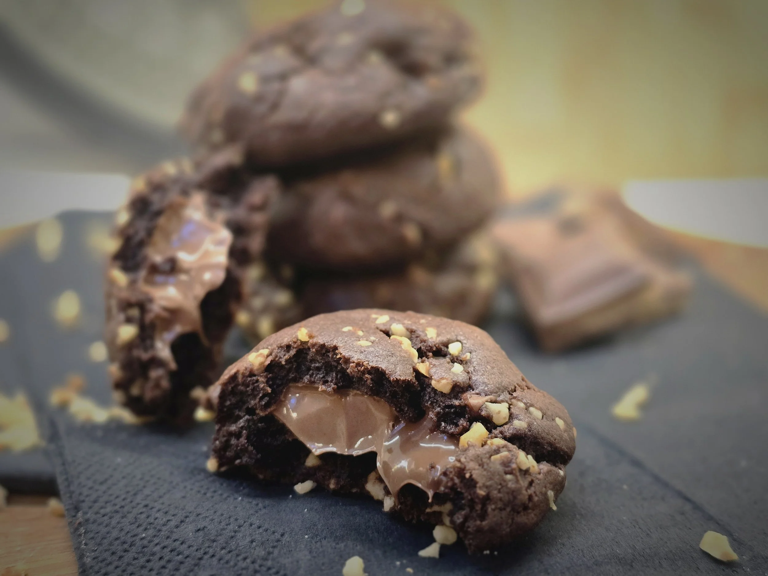 Triple choc cookie with a gooey centre