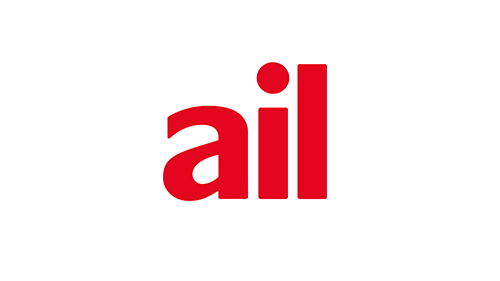Logo con le lettere 'ail' di colore rosso su sfondo bianco.