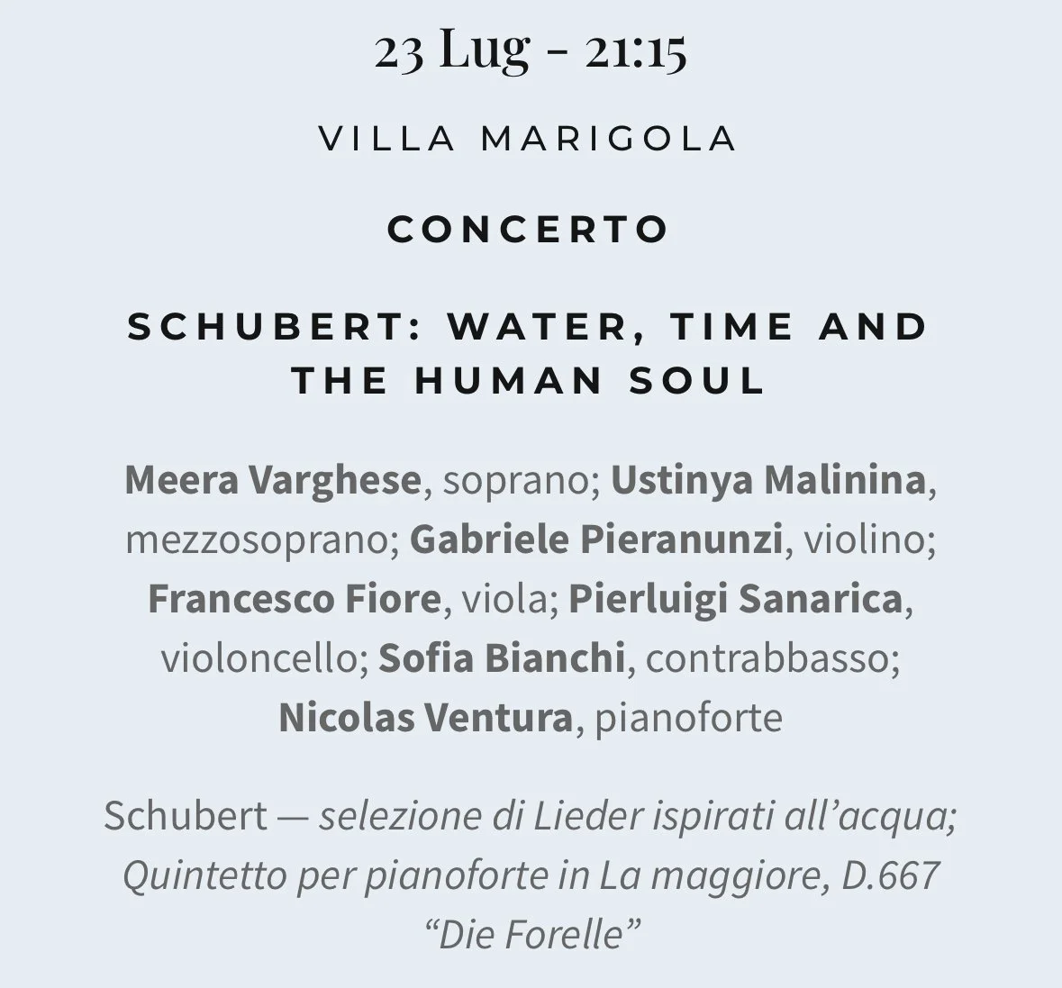 Lerici Music Festival 2026: Schubert: Water, Time and the Human Soul