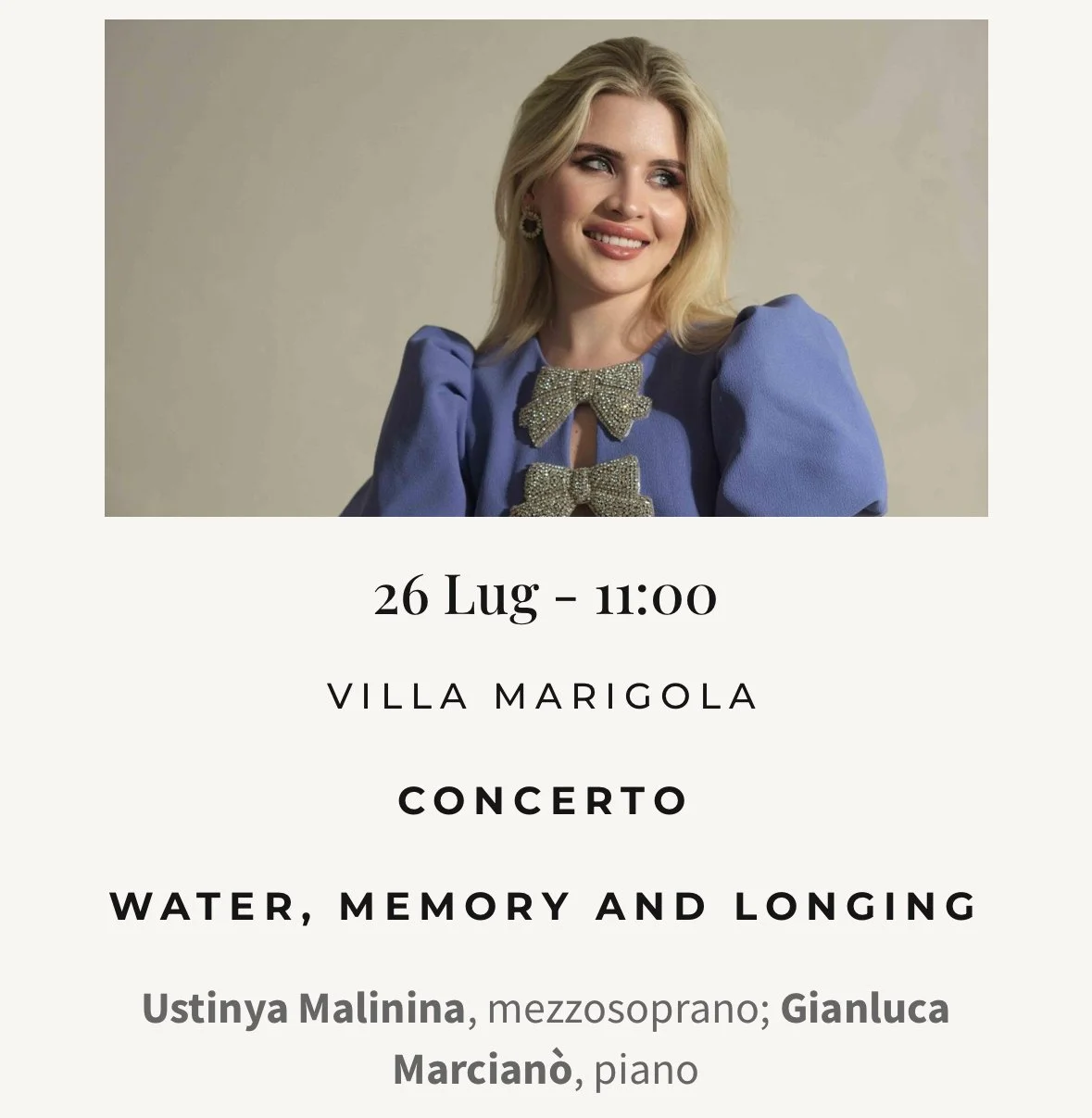 Lerici Music Festival 2026: Recital: Water, Memory and Longing
