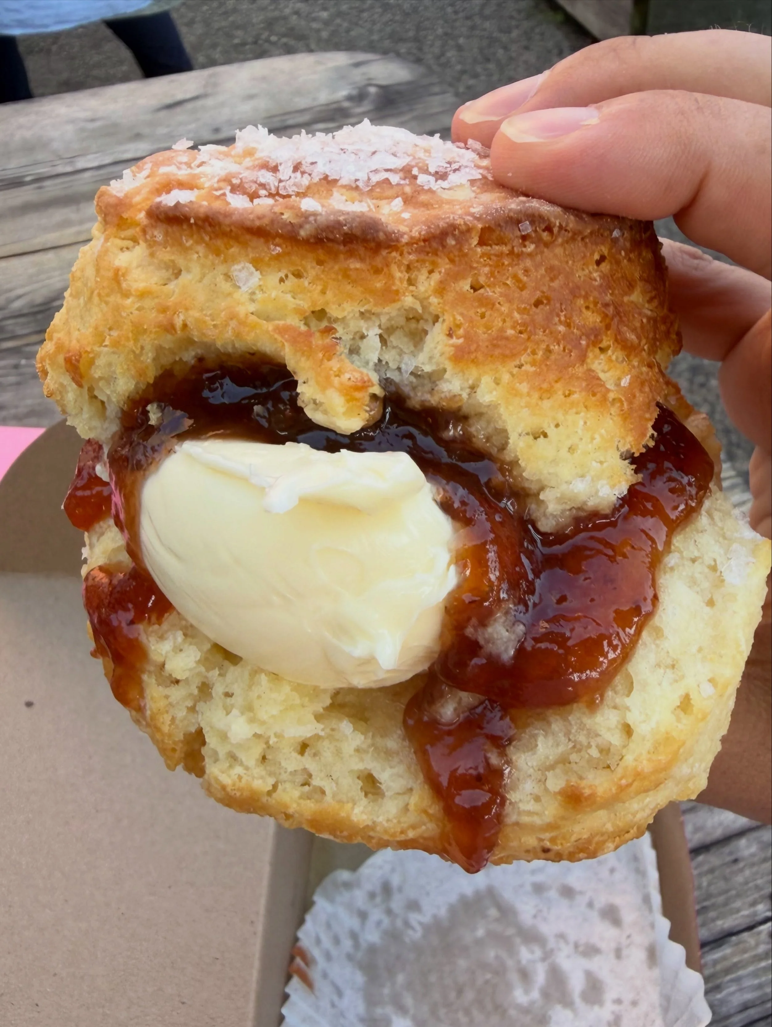 Magic In Maine! @tandemcoffeeroasters has incredible biscuits! Strawberry Jam &amp; Butter, Tomato Jam &amp; Goat Cheese. 10/10. Worth the line (or just order online for no wait!) #foodiemagician #maine #portland #biscuit
