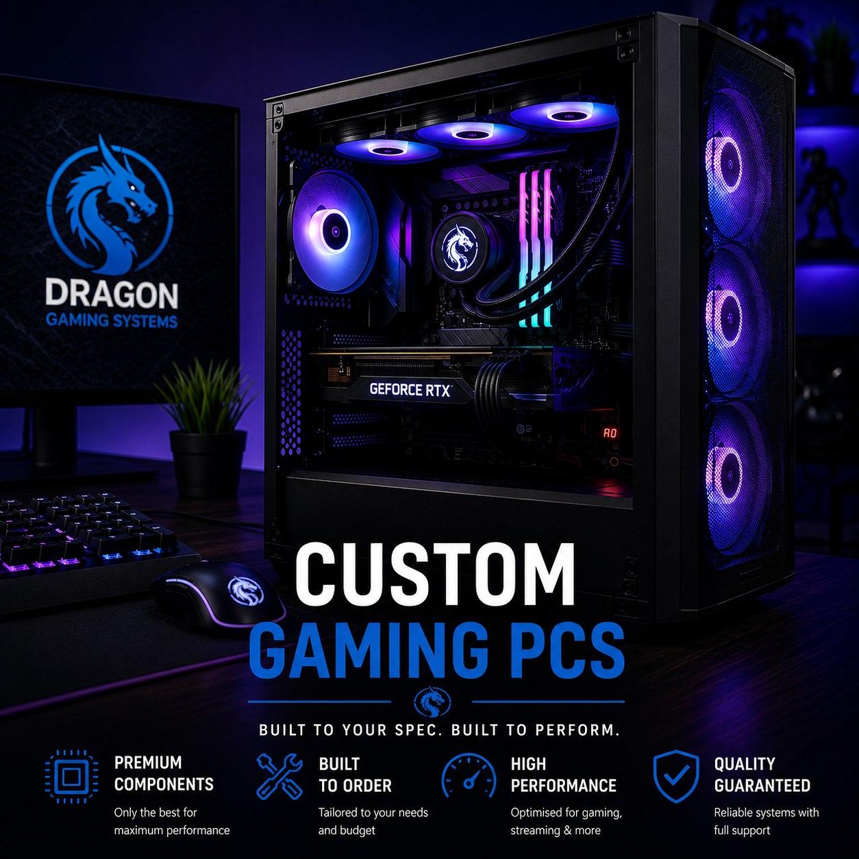Custom gaming PC building services from Dragon Gaming Systems.
